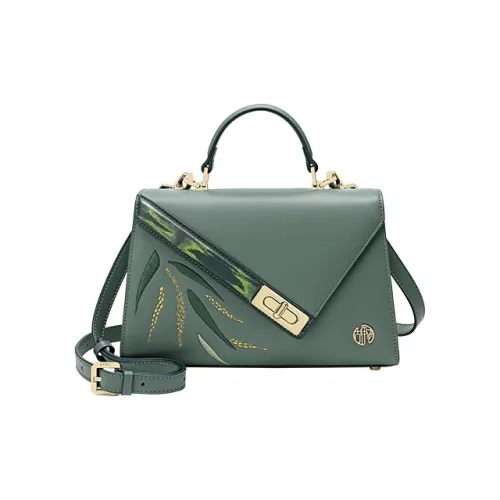 Ancient Yi Xi Коровья кожа Винтаж Чонсам Сумка Келли Сумка через плечо Маленькая Женская Ель Зеленый