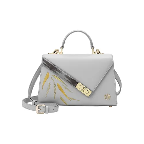 Ancient Yi Xi Сумка из коровьей кожи с складной бумагой сумка через плечо сумка для женщин цвет иней снежно-серый