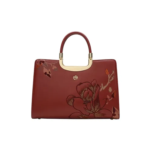 Ancient Yi Xi Коровья кожа Премиум Сумка Mom с Уважительным Акцентом Женская Бордовая