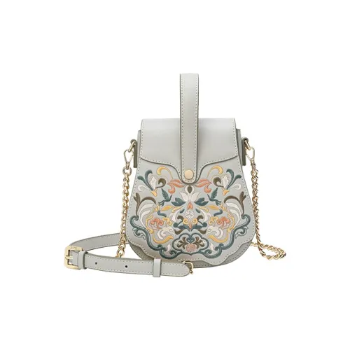 Ancient Yi Xi Коровья кожа Портативный Одно плечо Через плечо Чехол для телефона Женские Цвет нефритовой шпильки Асфальтовый серый