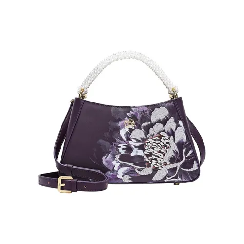 Ancient Yi Xi Коровья кожа Одно плечо Сумка Маленькая Женская Сливово-фиолетовая