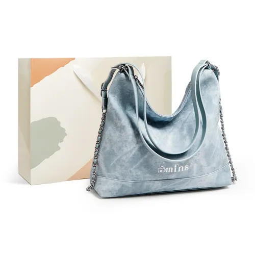 15 MINS Сумка через плечо из синтетической кожи рюкзак большой женские джинсовый синий экрю и абрикос