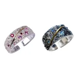 Синие Звездное небо Циркон Кольцо + Розовые Звездное небо Циркон Кольцо