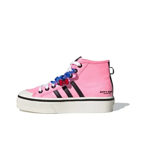 Adidas Originals NIZZA Series Платформа Slip-resistant MID Топ Скейтборд Кроссовки Женские Розовые