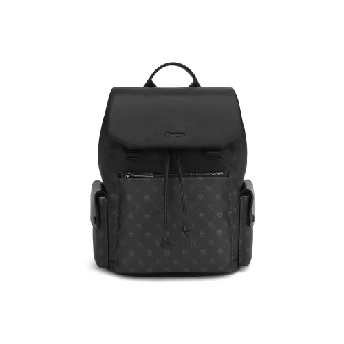 NAVIGARE ПВХ Натуральная крупнозернистая текстура Коровья кожа Текстильный рюкзак Большой Мужской Черный