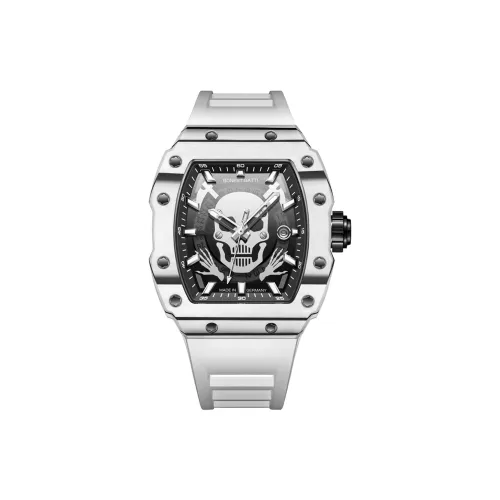 BONEST GATTI Phantom Time Коллекция Автоматический Механический Механизм Резиновый Ремешок Часы Мужские Черный Циферблат