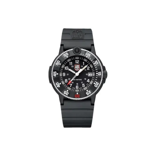 LUMINOX Кварцевый механизм Мужские часы Часы 45 мм Черный циферблат Углеродное волокно Углеродный оксид Чехол для часов Резиновый ремешок