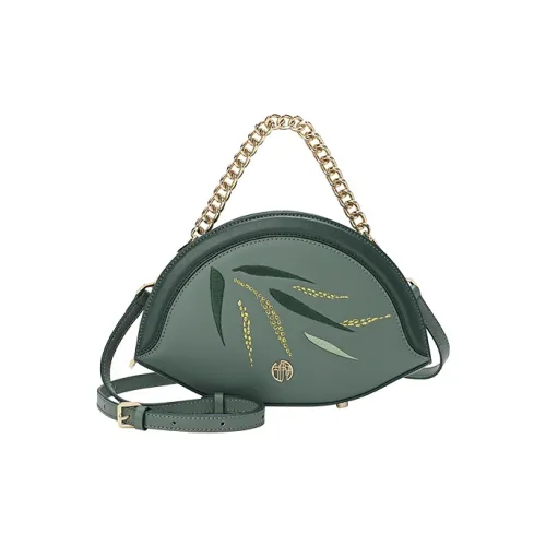 Ancient Yi Xi Коровья кожа Вышивка Сумка через плечо Сумка на плечо Маленькая Женская Ель Зеленый