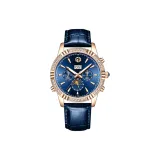 Shiny Blue Dial Gold Case Blue Strap  
Блестящий синий циферблат, золотой корпус, синий ремешок