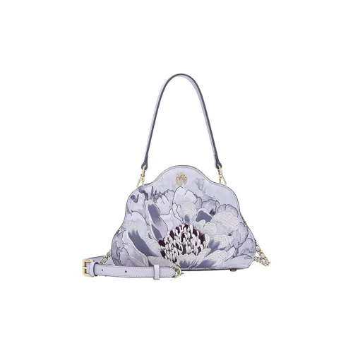 Ancient Yi Xi Коровья кожа Эксклюзивный дизайн Ручной Чонсам Одно плечо Сумка Женская Гиацинтово-фиолетовая