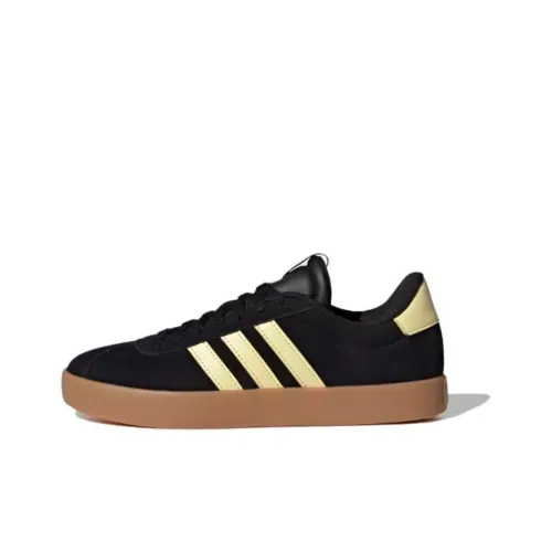 Adidas Vl Court 3,0 Slip Resistant Low Top Скейтборд Кроссовки Женские Черные Желтые