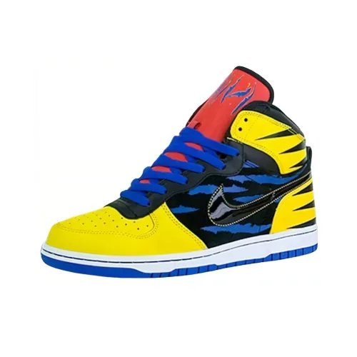 nike Big nike High Противоскользящие Устойчивые к истиранию Высокий Топ Скейтборд Кроссовки Мужские Синий Желтый