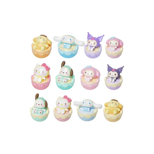 MOETCH Санрио Cradle Коллекция кукол Rocking Kuromi Cinnamoroll Слепые коробки Один Mystery Коробка Целая коробка 18 шт