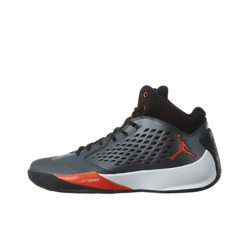 Джордан Rising Амортизация Противоскользящий Устойчивый к истиранию Высокий топ Винтажные баскетбольные кроссовки Мужские Черный Красный