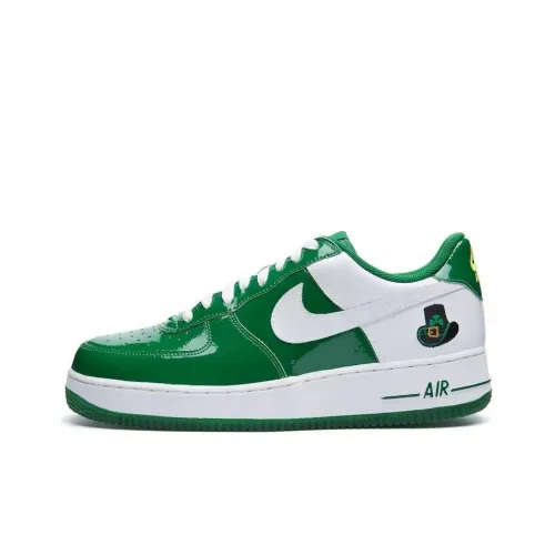 Nike Air Force 1 ST. Patrick's Day Slip-resistant Shock Absorbers Low Top Скейтбординг Кроссовки Мужские Белый Зеленый 2006