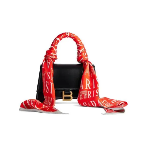 Balenciaga HOURGLASS Телячья кожа с шелком сумка через плечо маленькая сумка женская красная и черная