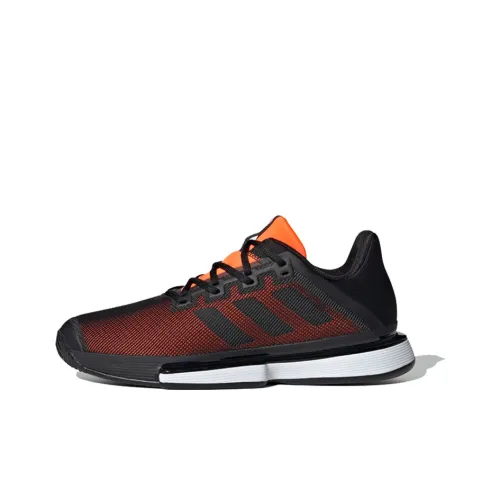 Adidas Solecourt Нескользящие Легкие Низкие Кроссовки для Тенниса Мужские Черные и Оранжевые