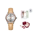 Белый циферблат с розовым золотом, желтый ремень