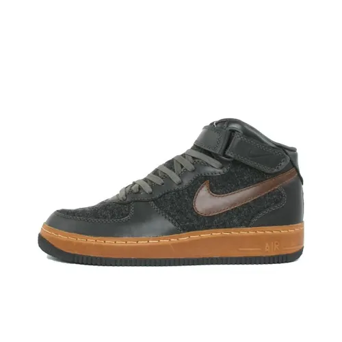 Nike Air Force 1 Амортизация Износостойкий MID Топ Скейтборд Кроссовки Мужские Черные Коричневые