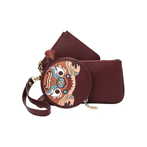 Ancient Yi Xi Коровья кожа Клатч Монета Кошелек Женские Winery Красный