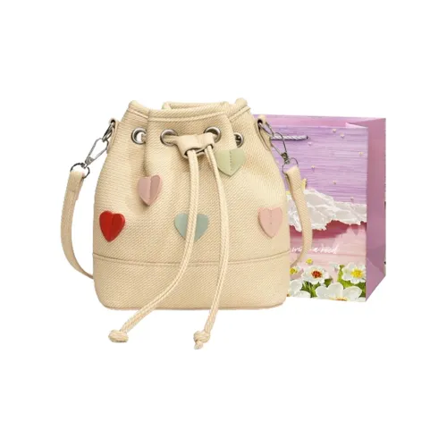 Bansusu ПУ (полиуретан) Ведрообразные сумки Сумки через плечо Сумка через плечо Женская Экрю Синий