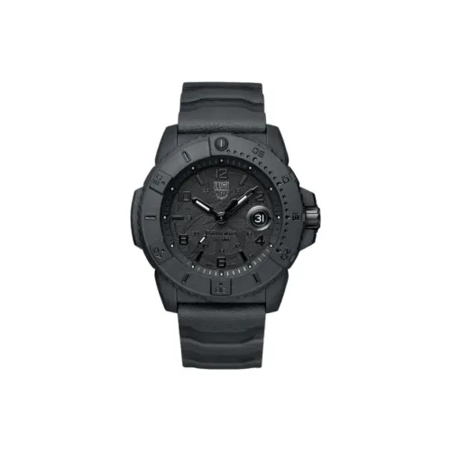 LUMINOX Кварцевый механизм Мужские часы Часы 45 мм Черный циферблат Углеродное волокно Углеродный оксид Чехол для часов Резиновый ремешок