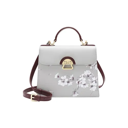 Ancient Yi Xi Коровья кожа Эксклюзивный Премиум Чхонсам Сумка через плечо Сумка Женская Светло-Серый