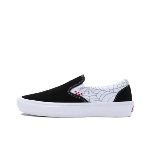 Vans BLACK WIDOW SPIDER Slip-On Low Top Скейтборд Кроссовки Unisex Черный Белый