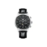 Стальной корпус, черный циферблат.