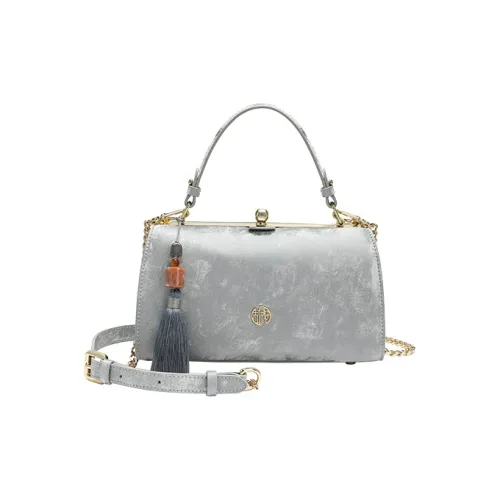 Ancient Yi Xi Коровья кожа Металл Застежка на замок Ручка Сумка через плечо Одно плечо Женская Иней Серебряный