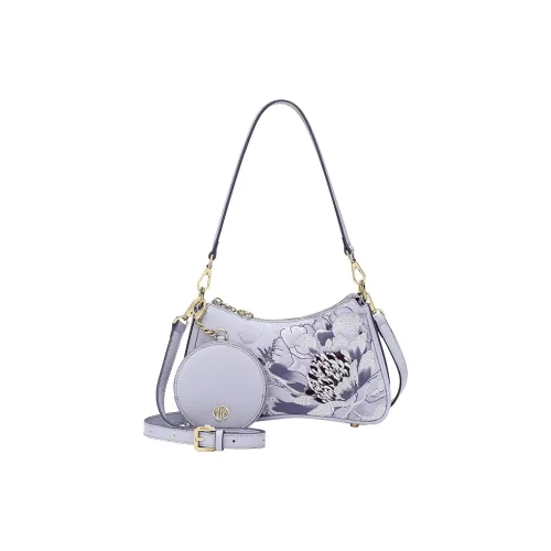 Ancient Yi Xi Коровья кожа Нишевая Сумка через плечо с принтом Чонсам Сумка на плечо Женская Гиацинтово-фиолетовый