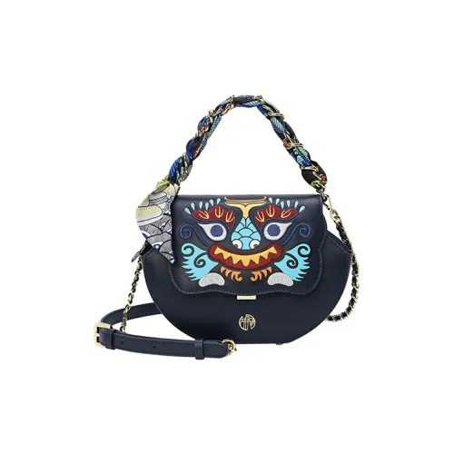 Ancient Yi Xi Коровья кожа Нишевый дизайн Винтажная сумка через плечо сумка женская индиго