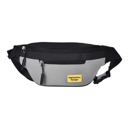 SEPTWOLVES Ткань Бананка Сумка через плечо Сумка Обычная Мужская Черная Желтая Логотип