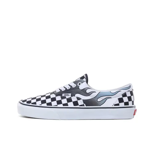 Vans Aura Checkerboard Flame Classic Low Top Скейтборд Кроссовки Unisex Черный Белый Шахматная Клетка