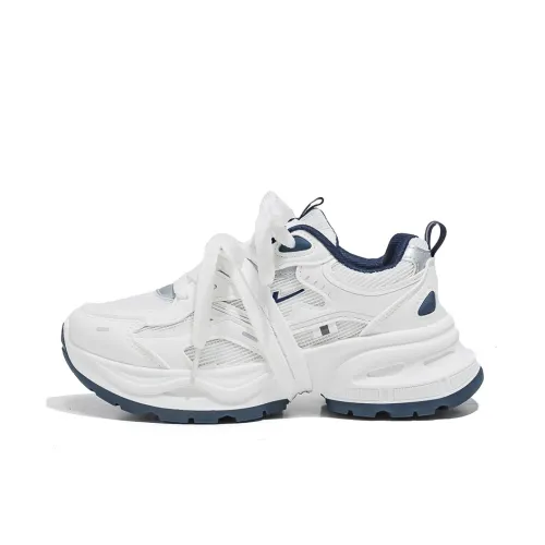 Warrior Low Топ Толстая подошва Кроссовки Унисекс Белый Темно-синий