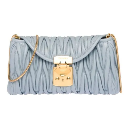 MIU MIU Soft Sheep Leather Shoulder Bag Women's Sky Blue
