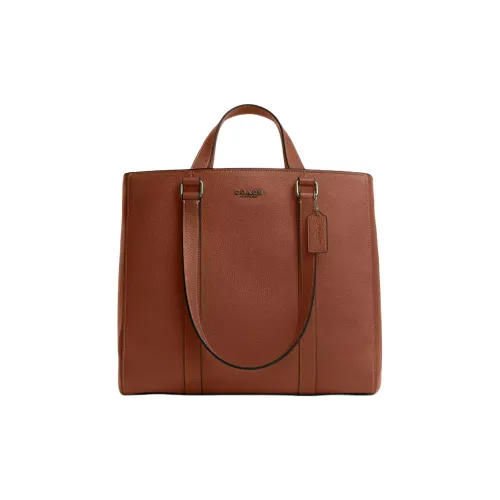 COACH Hudson Утонченный Каменная Кожа Тоут Сумка Сумка для покупок Сумка на плечо Сумка Большая Мужская Седло