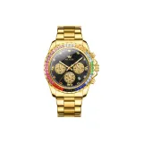 Браслет из нержавеющей стали, золотистого тона, черный циферблат