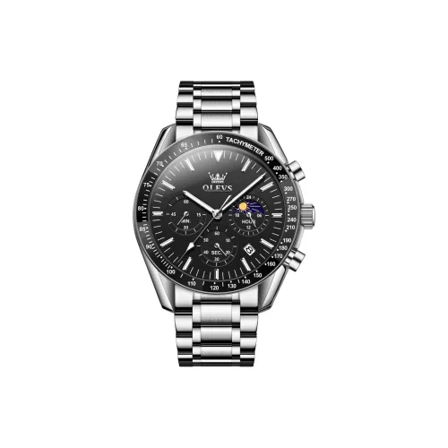 OLEVS Кварцевый механизм Часы Мужские Черный циферблат