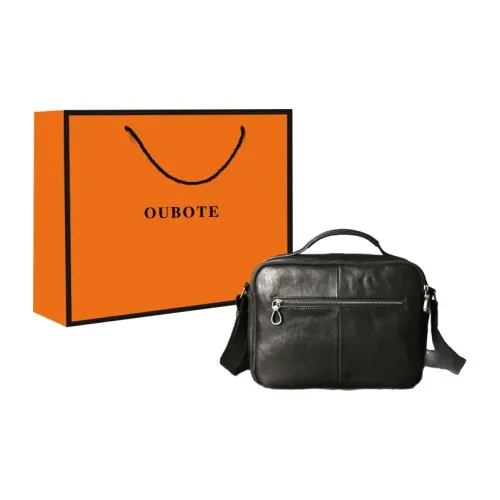OUBOTE Сумка из крупнозернистой текстуры коровьей кожи мужская черная одно плечо