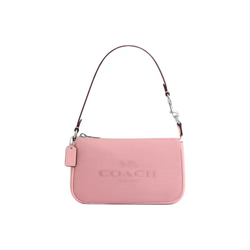 COACH Nolita Жаккард с Гладкой кожей Одно плечо Сумка Маленькая Женская Серебряный Светлый Румяна