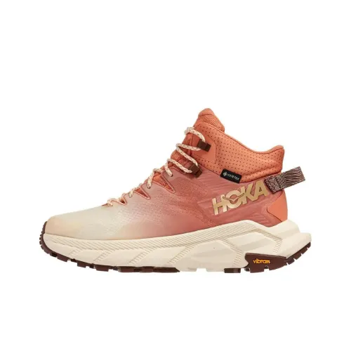 HOKA ONE ONE Trail Code Шокабойеры Устойчивые Высокие Беговые Кроссовки Женские Розовые Белые