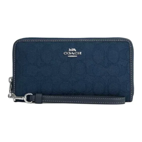 COACH Коровья кожа Кошелек Маленький Женский Серебряный и Джинсовый Синий