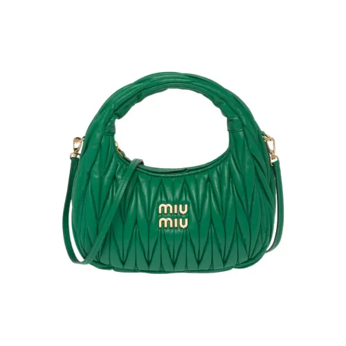 MIU MIU Wander Series Мягкая сумка из овечьей кожи сумка-хобо сумка через плечо сумка для женщин цвет манго зеленый