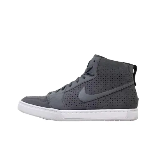 Nike Air Королевский MID Лайт Slip Resistant Abrasion Resistant High Топ Скейтбординг Кроссовки Унисекс Серый Белый