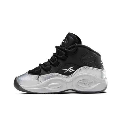 Reebok Question Mid Топ Баскетбольные Кроссовки Мужские Черные Серебряные