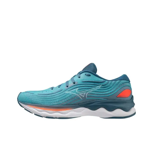 Mizuno Wave Skyrise 4 Амортизация Износостойкий Низкий Топ Беговые кроссовки Мужские Светло-синие