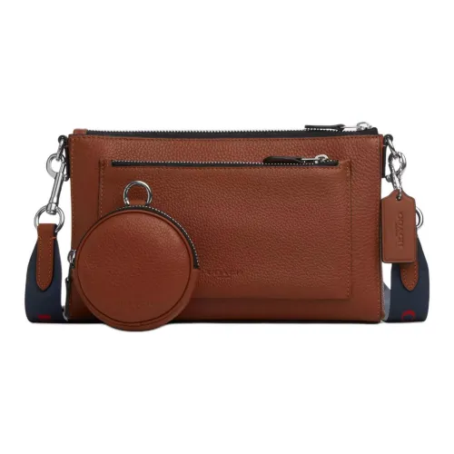 COACH Holden Галечная кожа с гладкой телячьей кожей Сумка через плечо Средний Мужской Сандаловое дерево