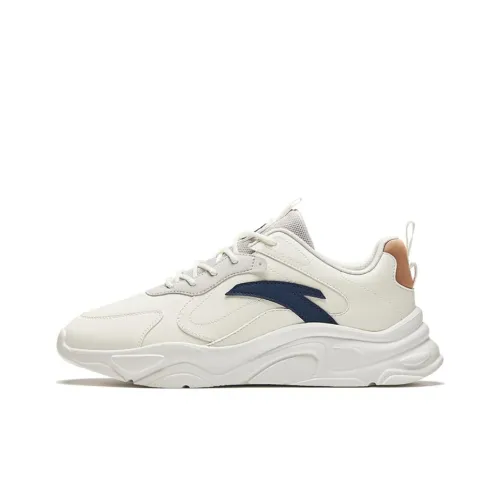 ANTA Life Collection Slip-resistant Abrasion-resistant Low Top Casual Shoes Men's White Gray Blue ANTA Life Collection Противоскользящие Устойчивые к истиранию Низкие Топ Повседневная Обувь Мужская Белый Серый Синий