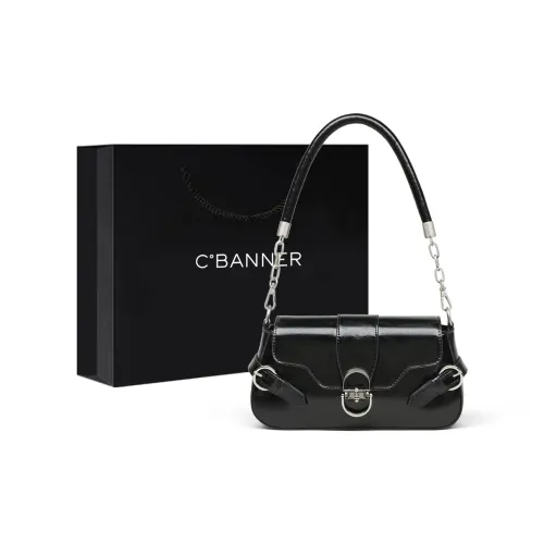 C°BANNER Коровья кожа с синтетической кожей подмышечная одно плечо через плечо маленькая квадратная сумка женская черный